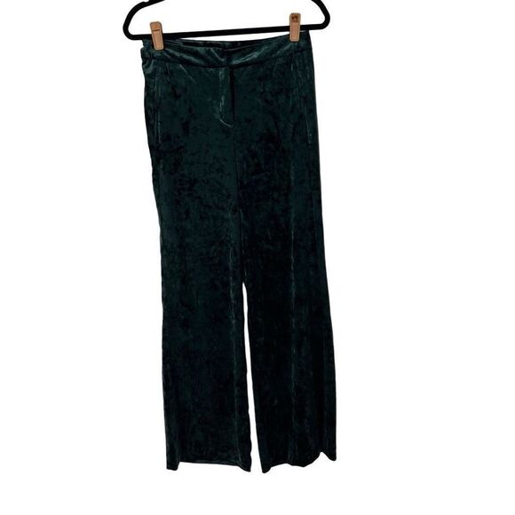 Cynthia Rowley Dark Green Velvet Wide Leg Pants Sz 4 - Picture 1 of 8